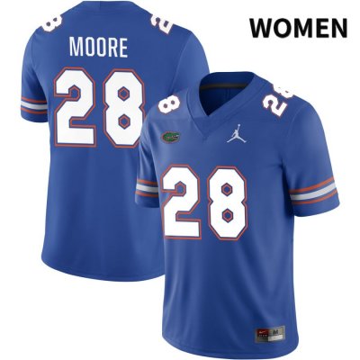 Women's Florida Gators #28 Devin Moore NCAA Jordan Brand Royal NIL 2022 Authentic Stitched College Football Jersey SDS6062ZO